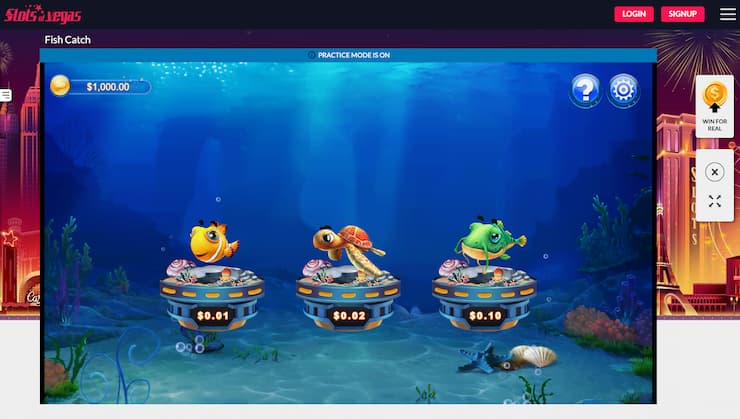 A screenshot of a shooting fish game at Slots of Vegas.